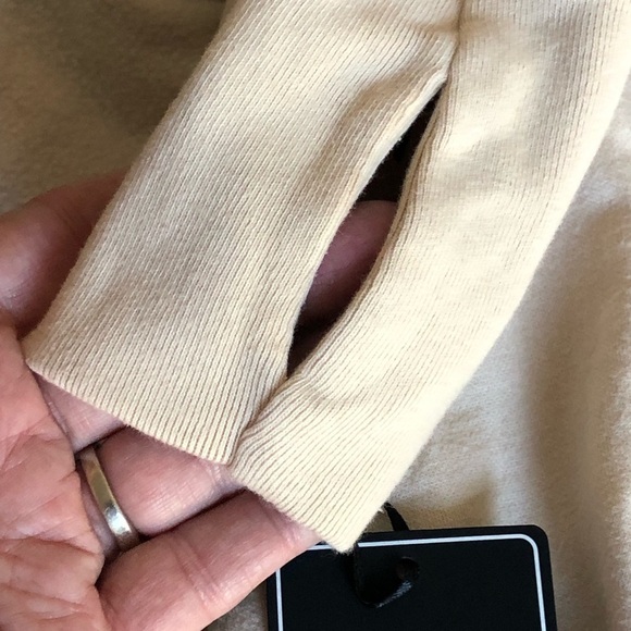 Michael Lauren Open Waterfall Front Cardigan Thumbholes Cream Oversized XS/S - Picture 5 of 9